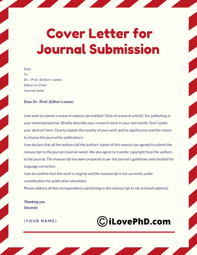 sample cover letter for publication in journal