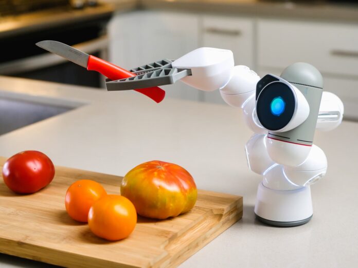 AI robot cutting potato